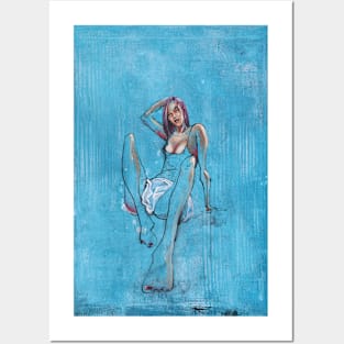 Seated Woman in Blue Posters and Art